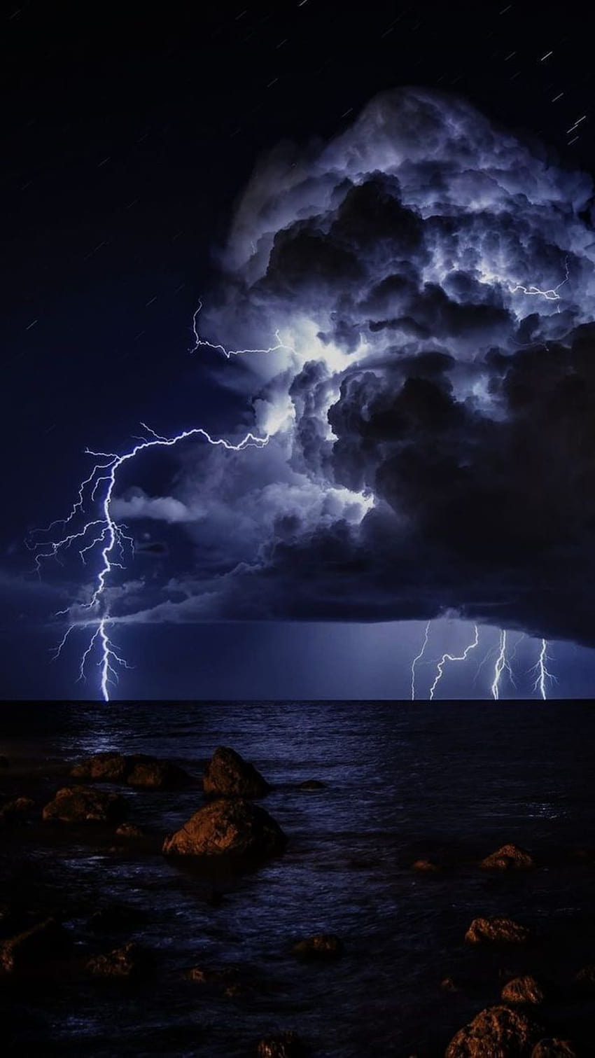 ً on in 2020, lightning storm palm sky HD phone wallpaper