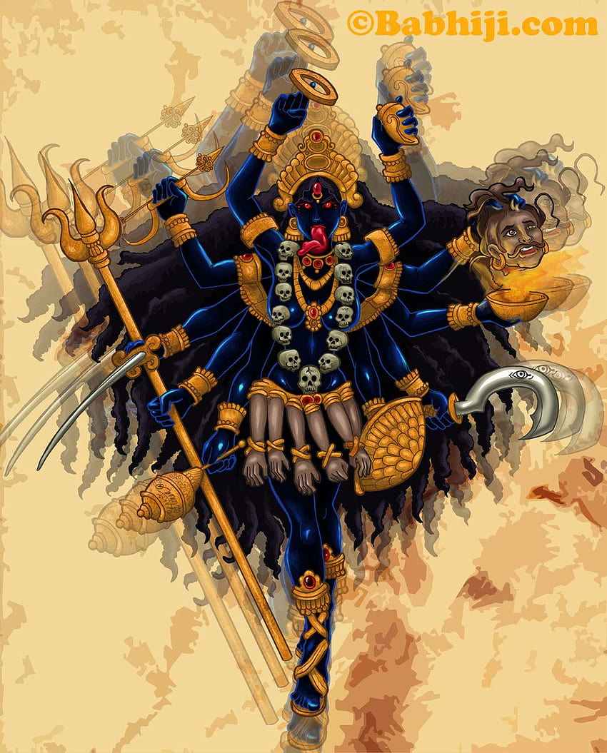 Download Maa Kali Blue Statue With Tongue Close-Up Wallpaper | Wallpapers .com