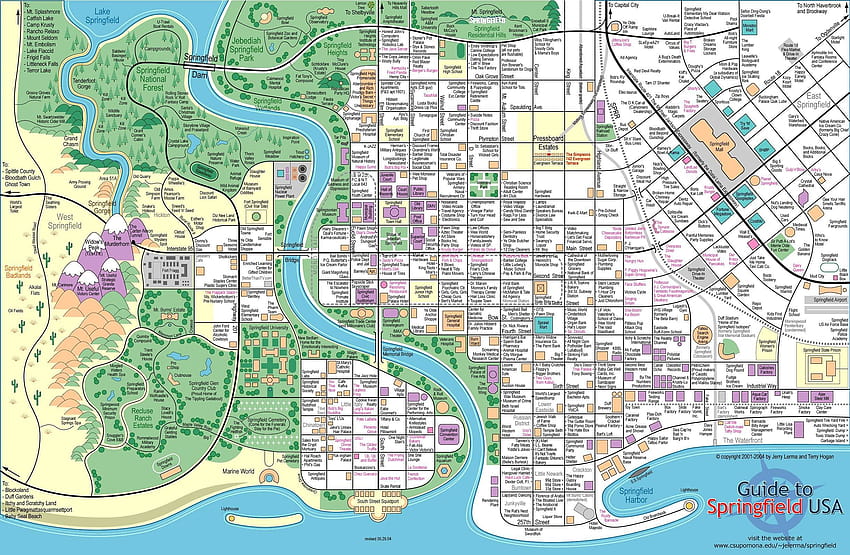 シンプソンズのスプリングフィールドの町の地図 – ブリリアント マップ、 高画質の壁紙