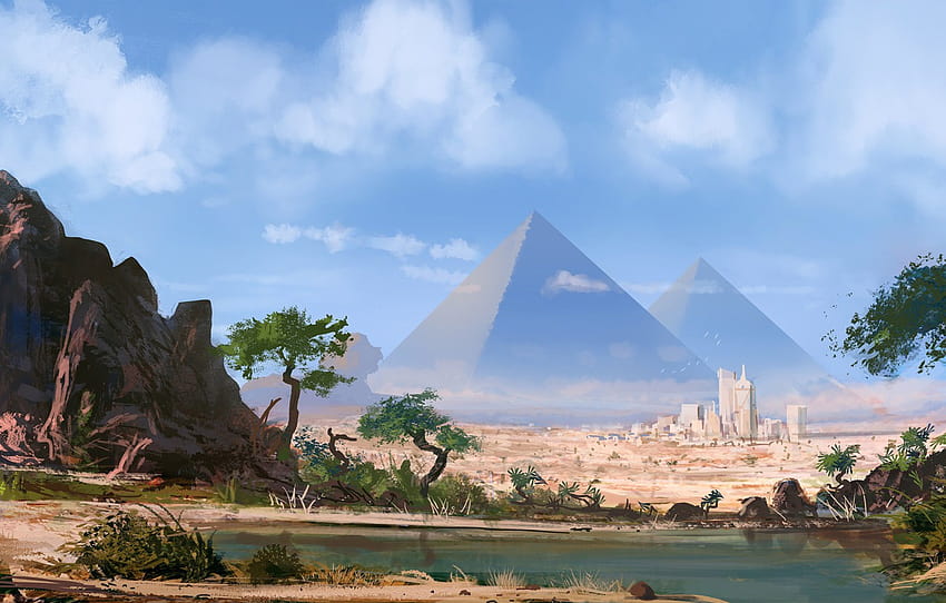 Figure, Pyramid, Egypt, Art, Josh Hutchinson, by Josh Hutchinson, The Egyptian pyramids, New Age Pyramids , section арт, egypt art Tapeta HD
