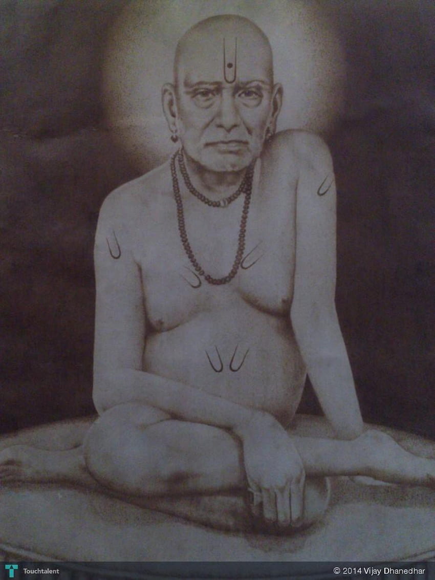 Buy Shree Swami Samarth (ART-8203-101816) - Handpainted Art Painting - 12  in X 12in Handmade Painting by Dinesh Sawant. Code:ART-8203-101816 -  Paintings for Sale online in India.