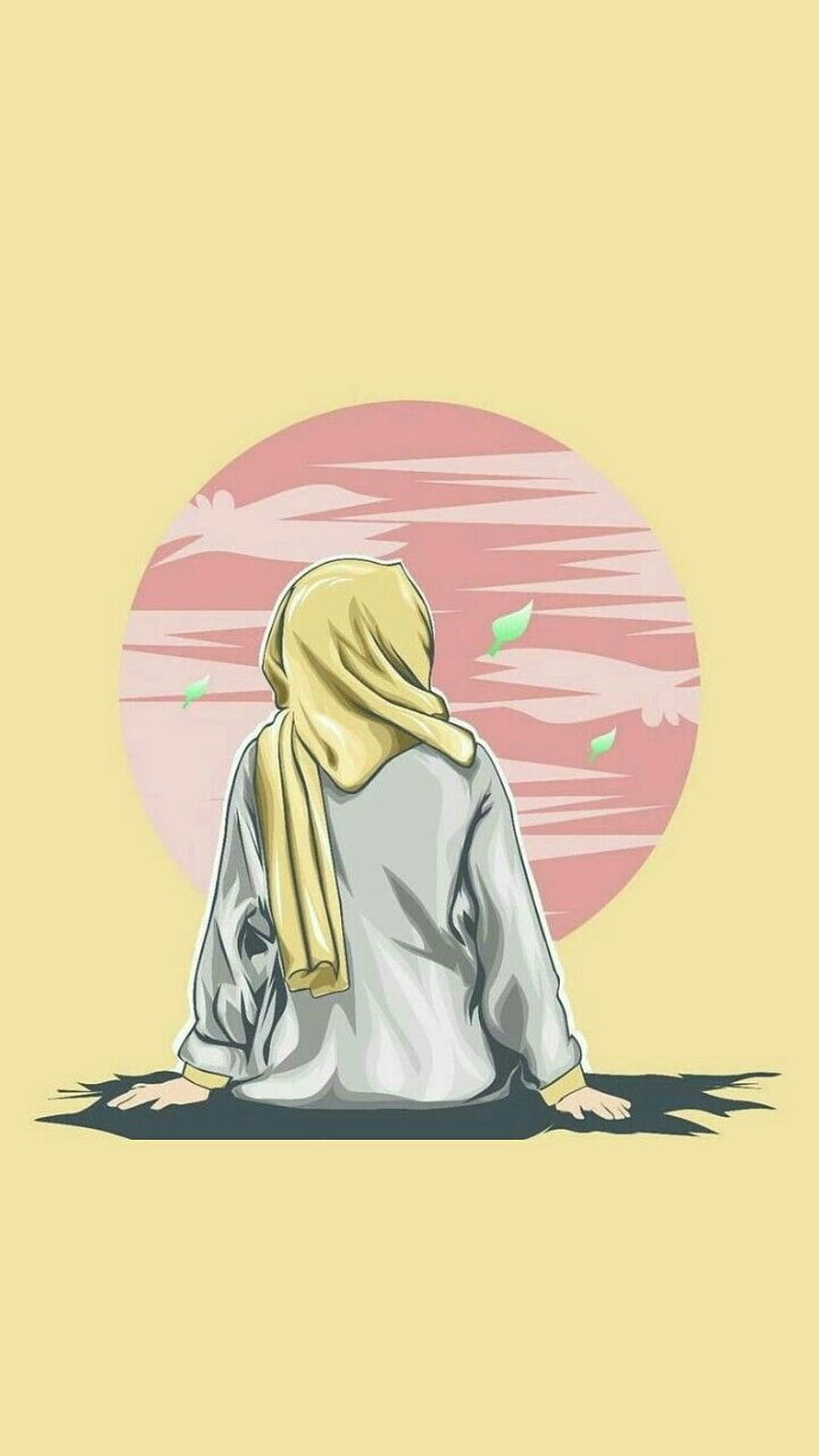 ♡_SUNA_♡ en animación en 2020, dibujos animados de niña hijab fondo de pantalla del teléfono