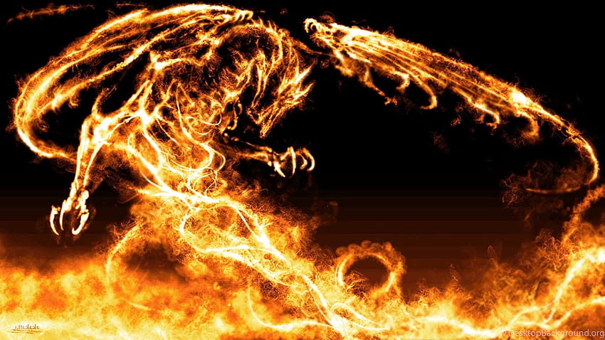 Cool Fire Dragon - Feel Hearts Backgrounds, dragón de llamas fondo de pantalla