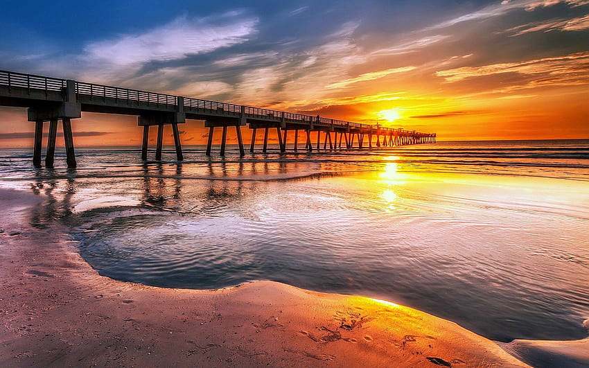 4 Florida Beach Sunset, jacksonville fl HD wallpaper