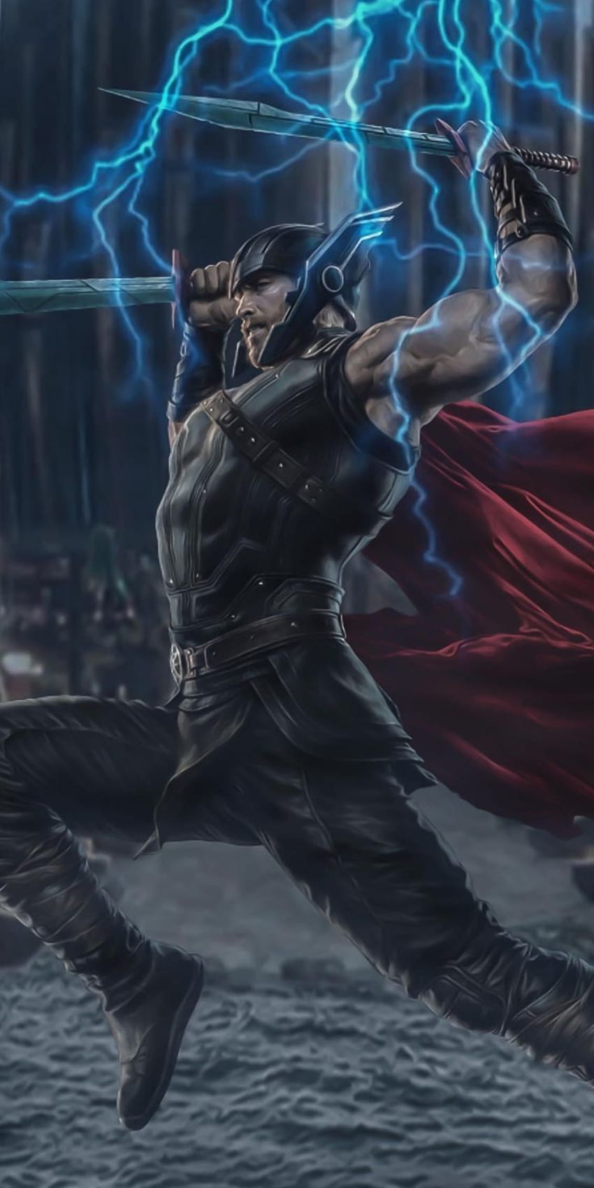 imposing Lightning, Thor, marvel, superhero, digital art, thor vs mother HD phone wallpaper