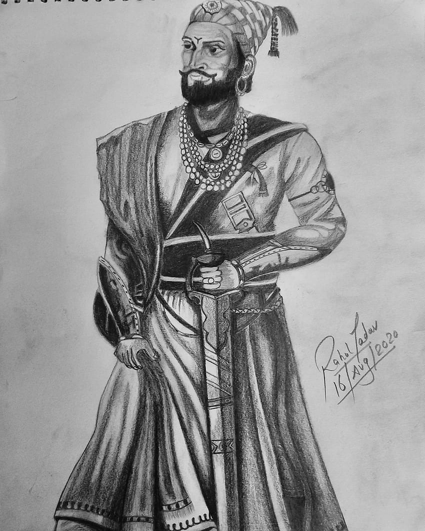 Drawing Sketch Chhatrapati Shivaji Maharaj Indian Ruler Member Bhonsle  Maratha Stock Vector by manjunaths88gmailcom 457565282