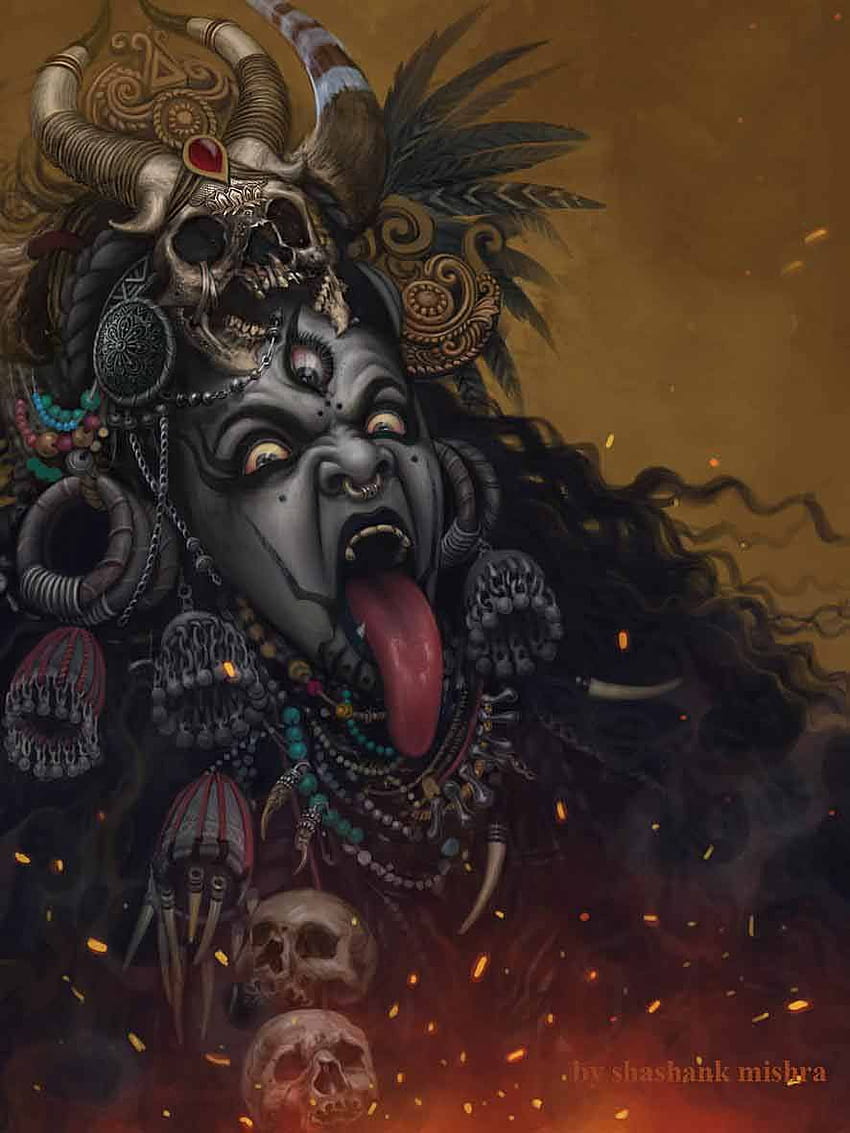 Kali Ma Gemälde von Shashank Mishra, gefährliche Kali Mata HD-Handy-Hintergrundbild