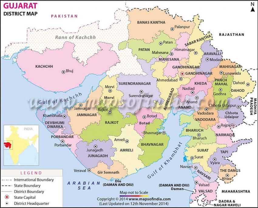 Mapa polityczna Gudżaratu Tapeta HD