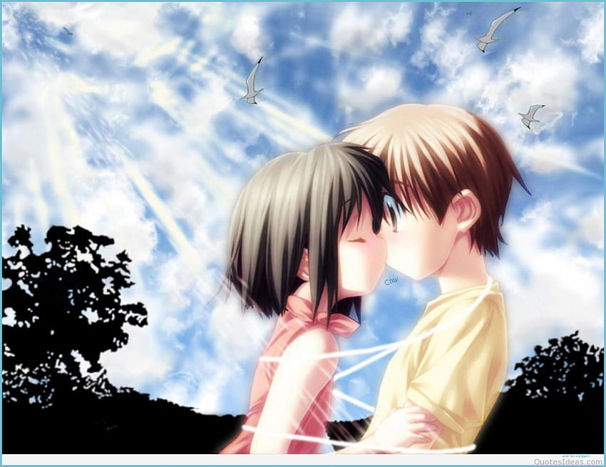 And Anime Couples Cute Love Dark, anime couple kiss HD wallpaper