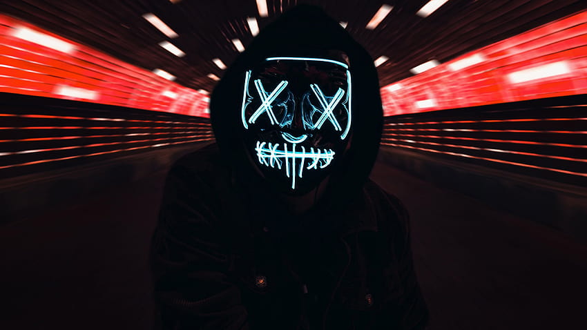 Anonymous LED Mask, black anonymous HD wallpaper