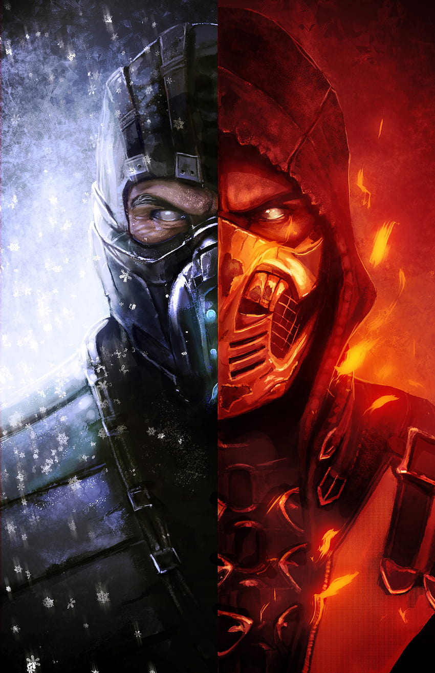 Scorpion Mortal Kombat Ice and Fire Art , Gry, android Mortal Kombat scorpion Tapeta na telefon HD