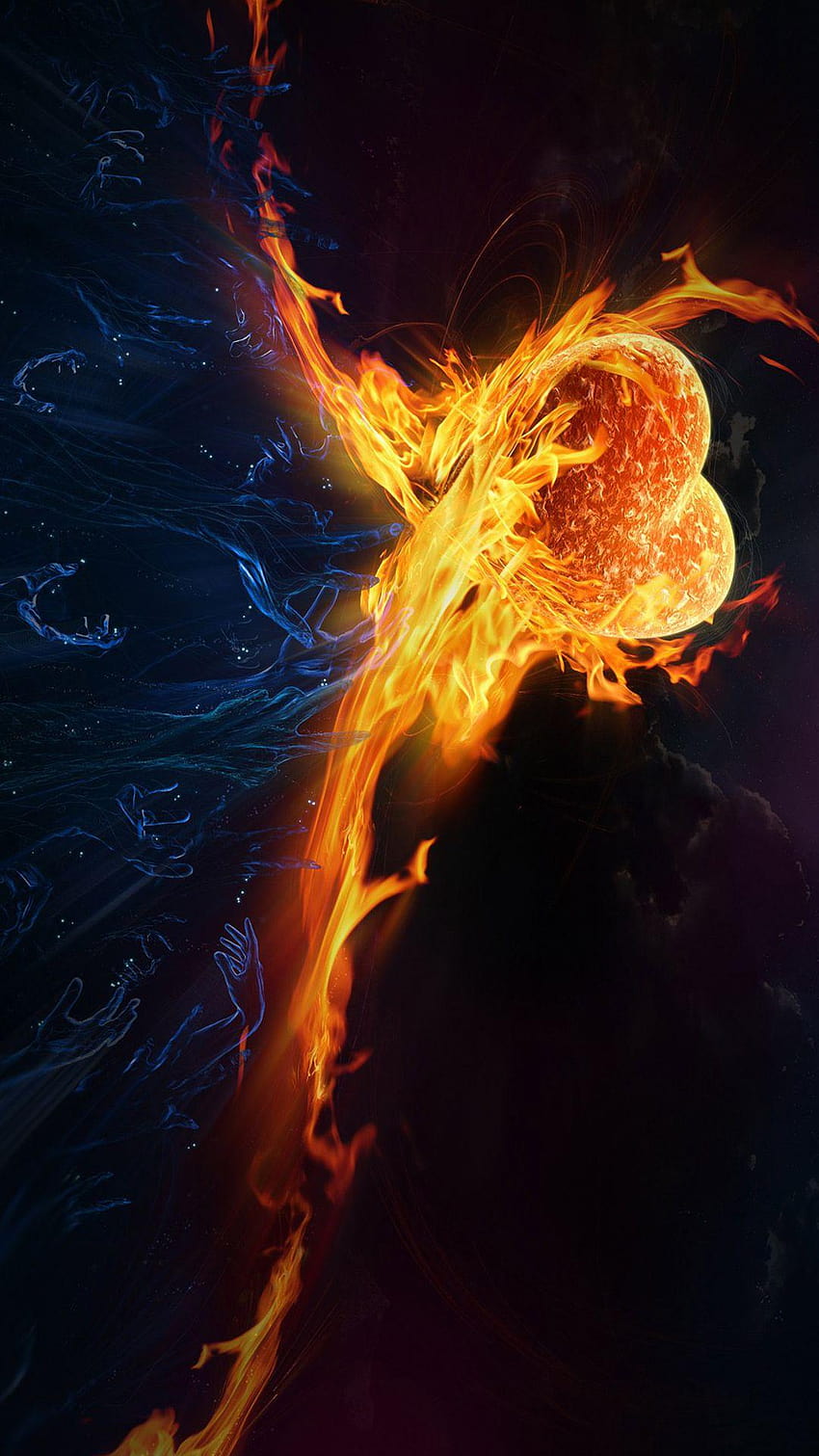 Fire Heart Abstract Full Smartphone, abstract smartphone HD phone wallpaper