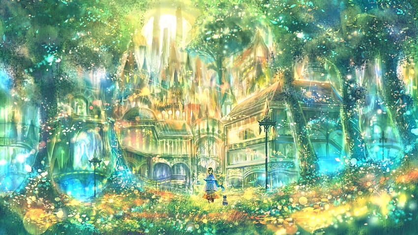 3840x2160 Anime Landscape, Forest, Scenery, Cat, Anime Girl, Shiny Mansion, Polychromatic for U TV, anime mansion HD wallpaper