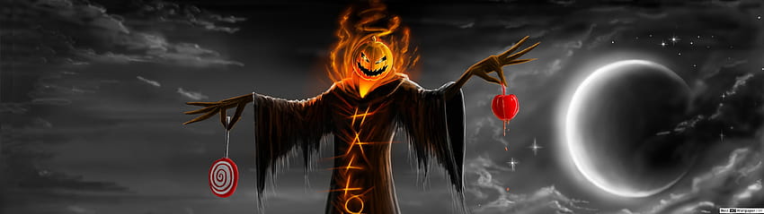 Halloween scarecrow, 5120x1440 halloween HD wallpaper