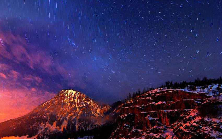 Orionid Meteor Shower Over The Mountain HD wallpaper