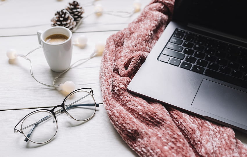 Winter, Scarf, Glasses, Laptop, Winter, winter coffee aesthetic HD wallpaper