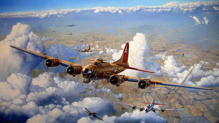 aereo, Boeing, seconda guerra mondiale, opere d'arte, B, ww2 b 17 Sfondo HD