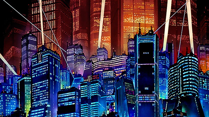 Cyberpunk Tokio, ciberpunk de sol naranja retro fondo de pantalla