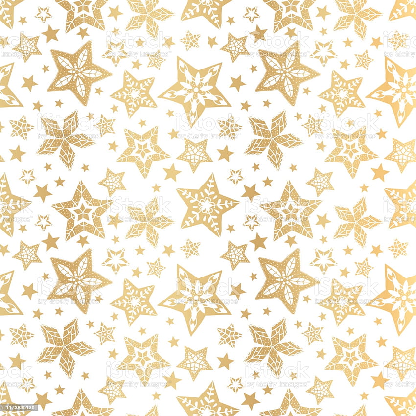 Beautiful Gold Snowflakes Seamless Pattern Hand Drawn Great For Christmas Or New Years Themed Fabrics Banners Wrapping Paper Or Cards Vector Surface Design Stock Illustration HD phone wallpaper