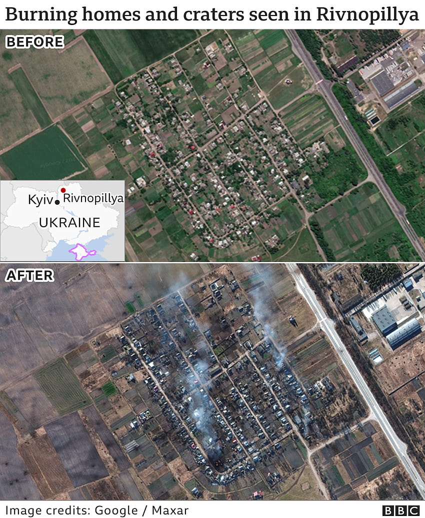 Konflikt na Ukrainie: przed i po ujawnieniu rosyjskiego zniszczenia Tapeta na telefon HD