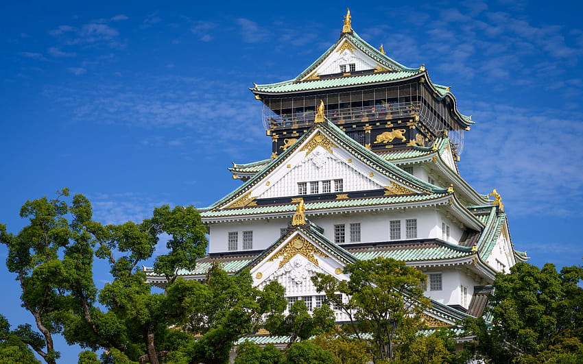 Osaka Castle, Japanese castle, landmark, japanese summer HD wallpaper