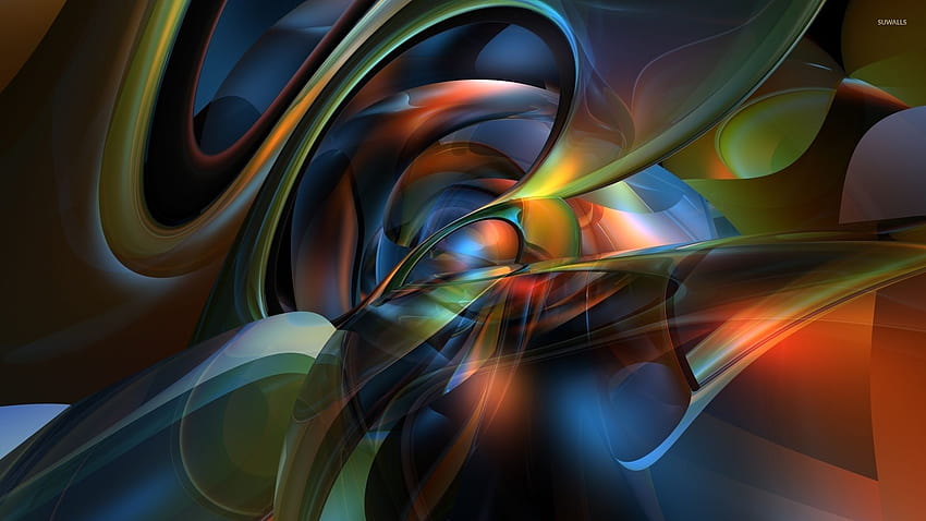 Mixed colors on the metallic shapes, mixed colours abstract HD ...
