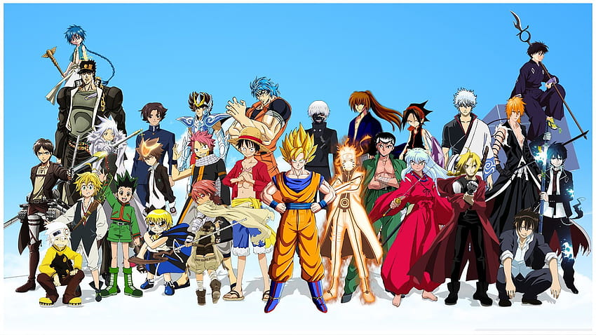 Personnages de Shonen Jump Ao No Exorcist Attack on Titan Blue Exorcist Dragon Ball…, protagonistes principaux de l'anime Fond d'écran HD