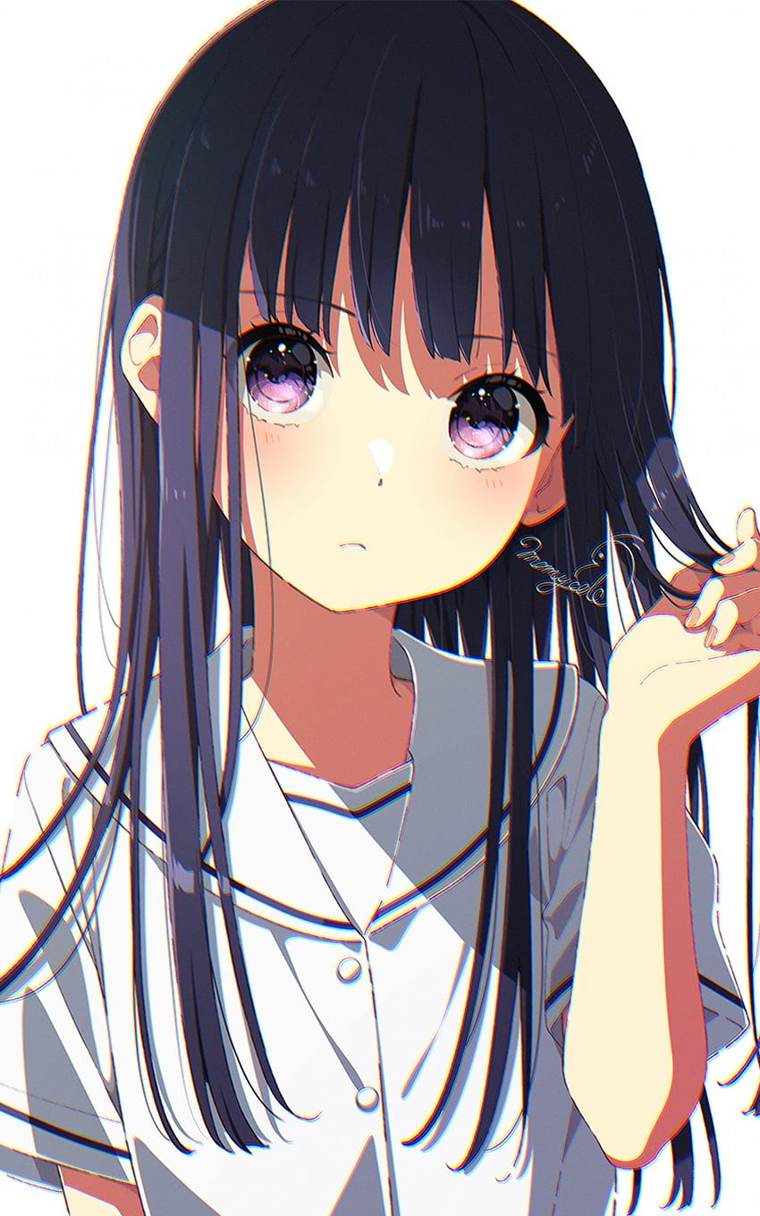 1600X2560 Anime School Girl, Cute, Black Hair, Blushes, Long Hair For  Google Nexus 10, Black Hair Pfp Hd Phone Wallpaper | Pxfuel