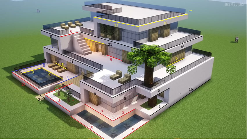 Топ 15 готини къщи Minecraft за изграждане, модерна къща Minecraft HD тапет