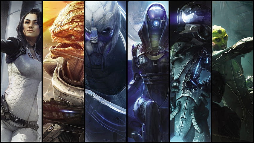 Mass Effect, Mass Effect 2, Mass Effect 3, Thane Krios, Legion, TaliZorah, Garrus Vakarian, Miranda Lawson, Krogan, Video Games / и мобилни фонове HD тапет
