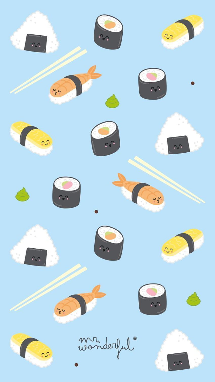 Sushilicious patterns  Cute food wallpaper Wallpaper iphone cute Sushi  drawing