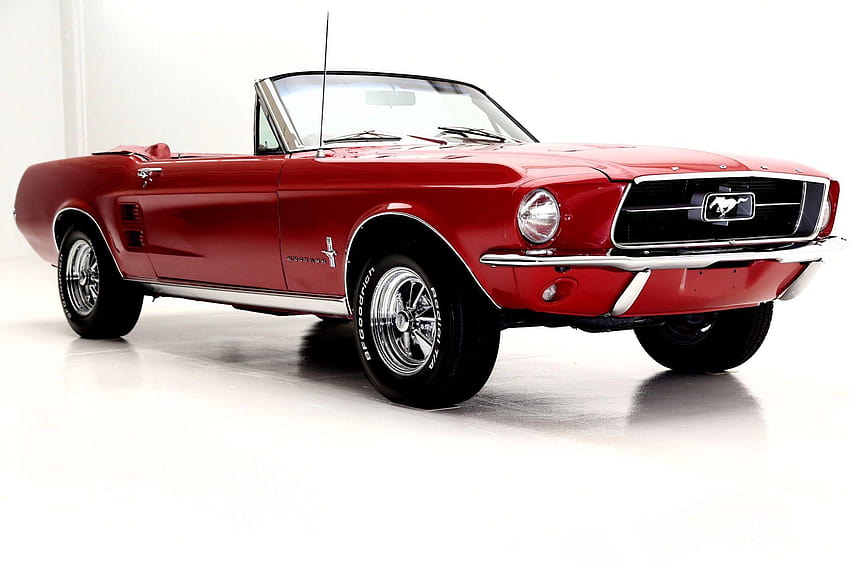 1967 Ford Mustang Convertible с фабричен климатик, 67 mustang red HD тапет
