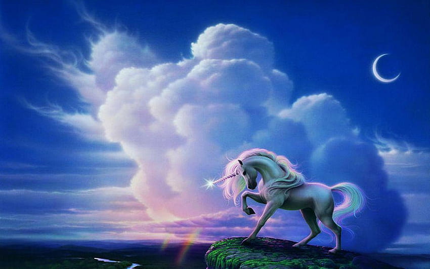 Rainbow Unicorn .Unicorno02 Bosco Dark. Rainbow HD wallpaper