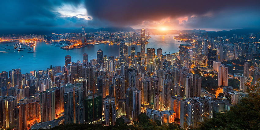 Früher Morgen in Hongkong : HD-Hintergrundbild