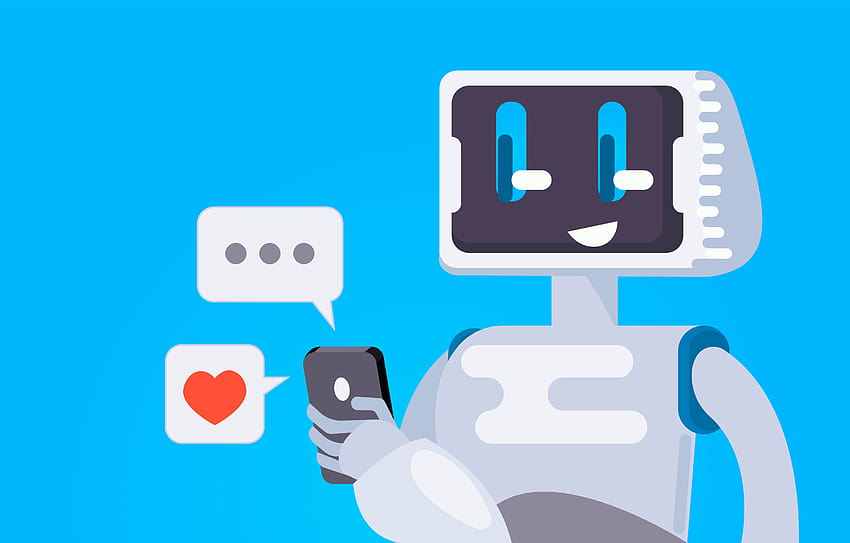 Chat Bot . The robot holds the phone, responds to messages. Vector flat illustration 359980 Vector Art at Vecteezy, chatbot HD wallpaper
