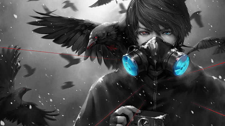 Anime Boy, Dark, Mask, Crows, Art, , Background, 5c349c, boy in dark HD  wallpaper | Pxfuel
