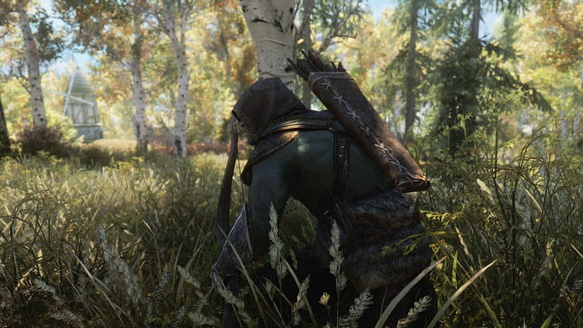 Video games trees archers bows arrows The Elder Scrolls V: Skyrim, among trees game HD wallpaper