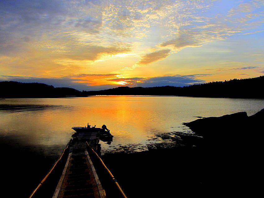 Downeast Maine Sunset, culter fish HD wallpaper