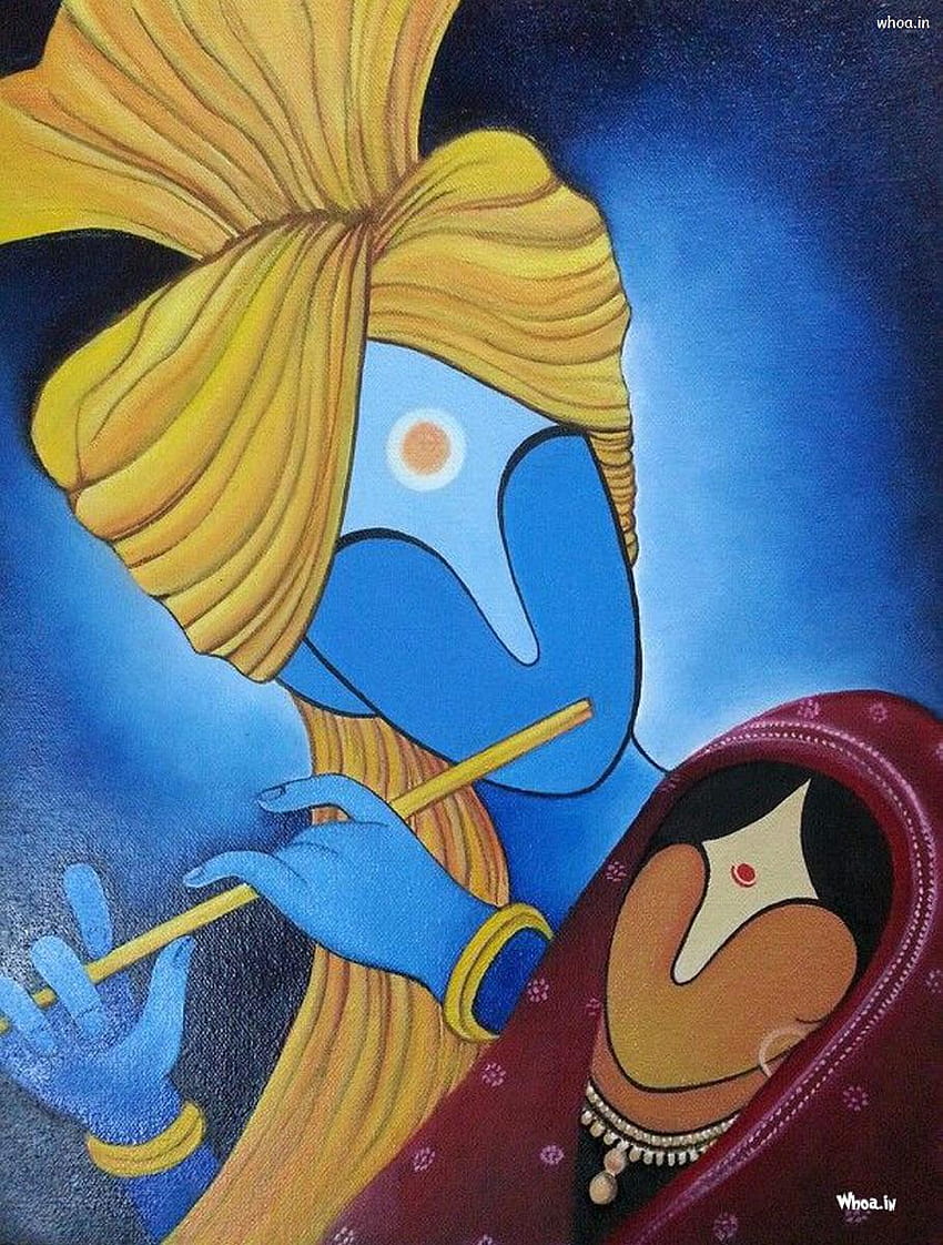 Lord Radhe Krishna With Blue Backgrounds 絵, クリシュナの絵 HD電話の壁紙