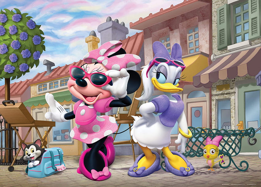 จิตรกรรมฝาผนัง Minnie Mouse Small Premium รูปเดซี่และมินนี่เมาส์ วอลล์เปเปอร์ HD