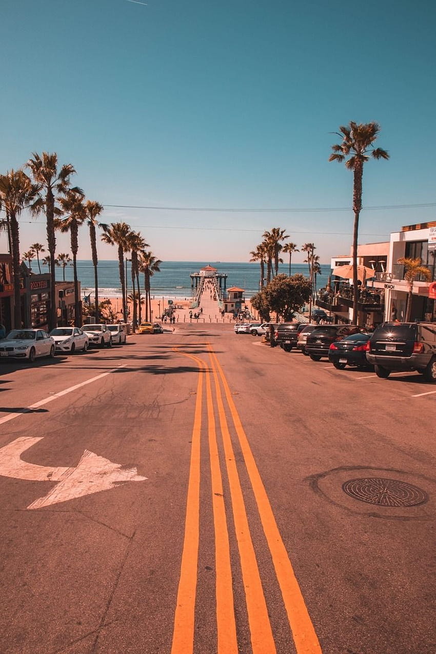 Playa de Los Ángeles, camino de la playa fondo de pantalla del teléfono
