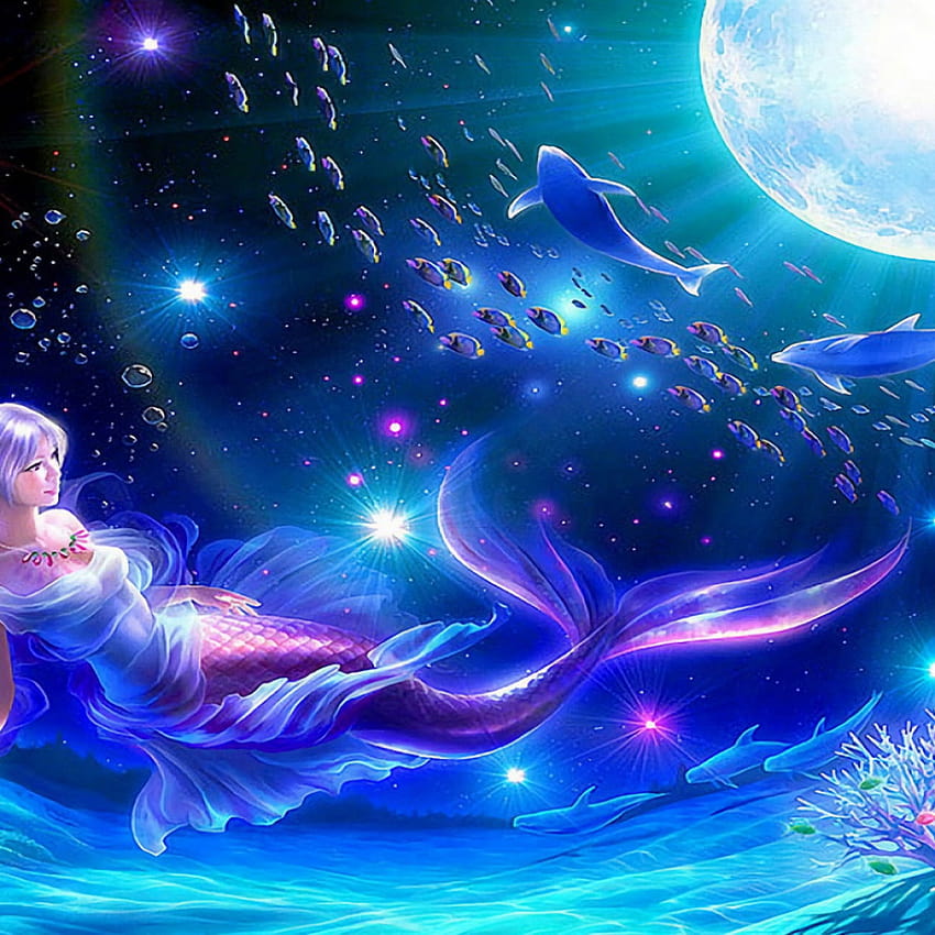 Mermaid Digital, Fantasy, Colorful • For You, unicorn mermaid HD phone ...