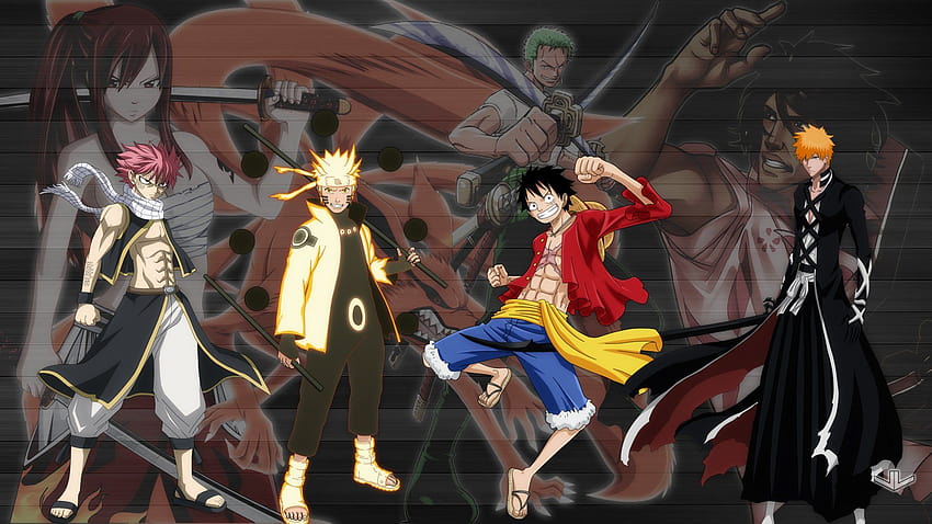 Papier peint Drqgon Bqll Naruto et One Piece, top crossover anime Fond d'écran HD