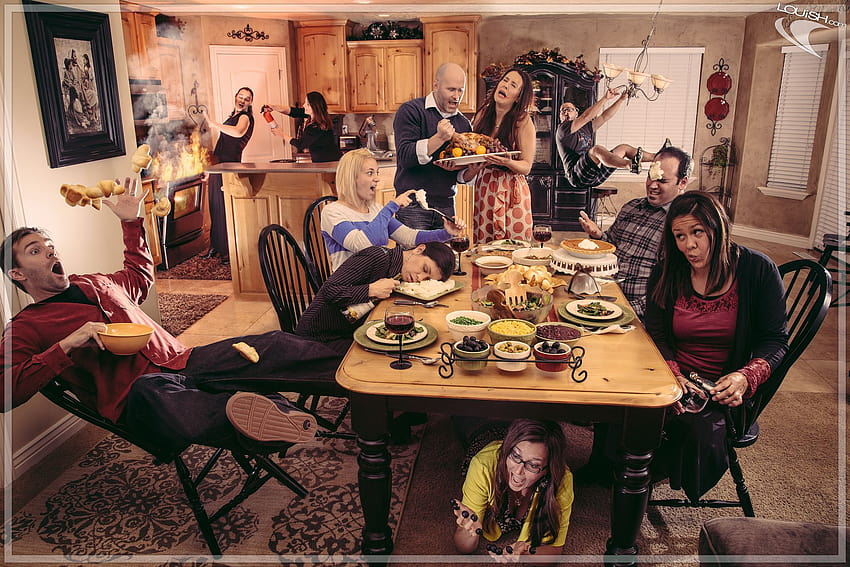 Louco Dia de Ação de Graças, jantar em família papel de parede HD