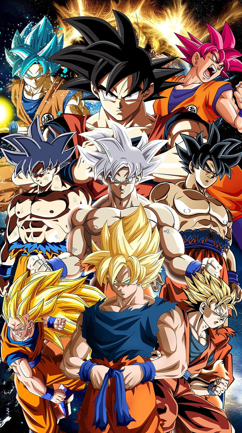 Goku Всички форми на Super Saiyan HD тапет за телефон