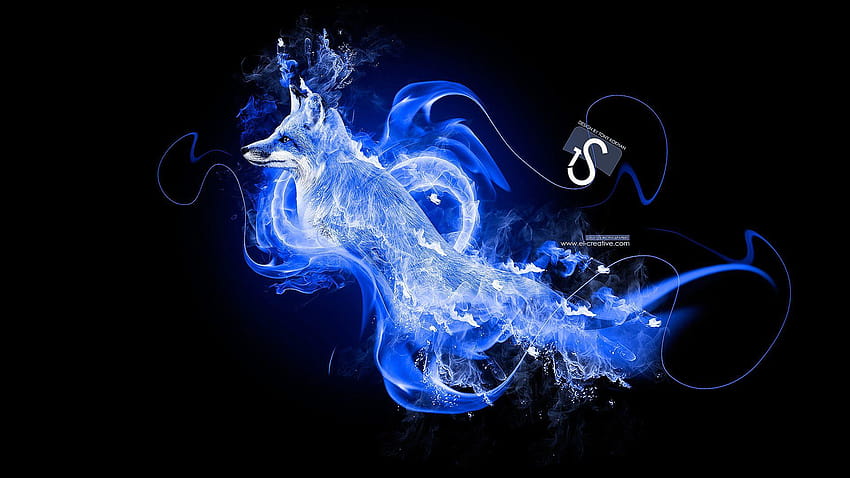 Cool Blue Fire ·①, fajny lis Tapeta HD