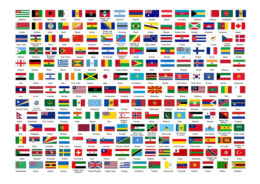 flags of the world, world flags with name HD wallpaper