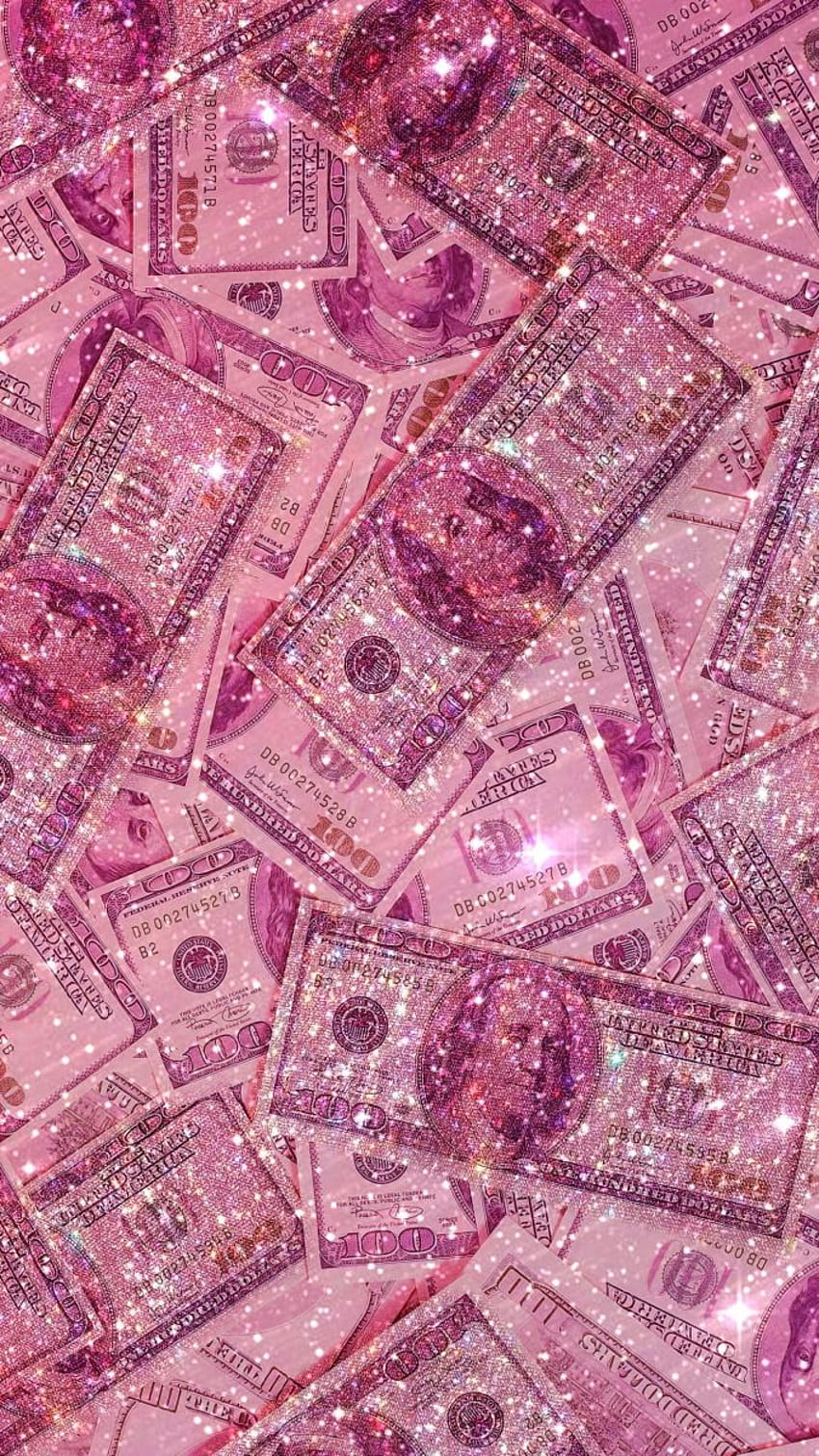 Soldi rosa glitterati, soldi glitterati Sfondo del telefono HD