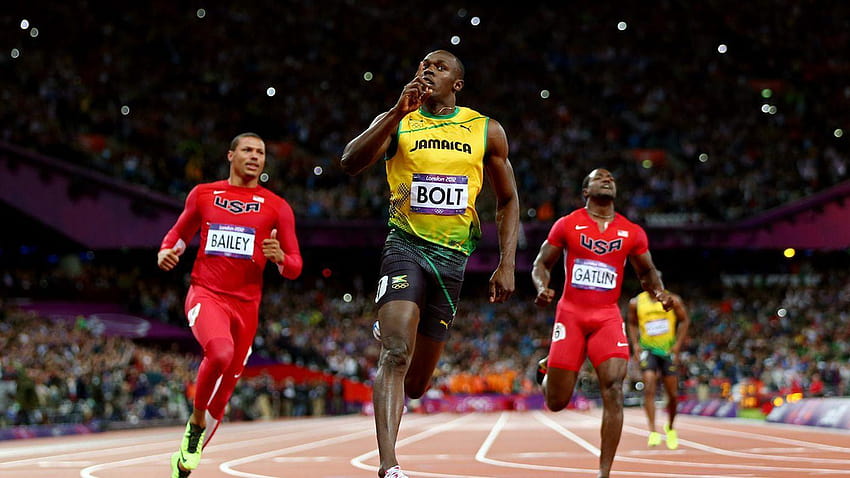 Usain Bolt vince l'oro nei 100 metri con un record olimpico di 9,63 secondi, Tyson Gay Sfondo HD