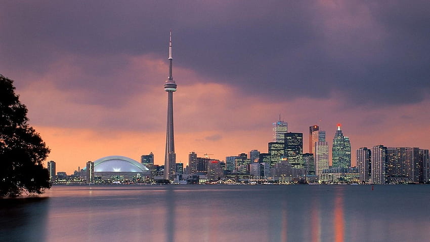 toronto skyline at sunset HD wallpaper